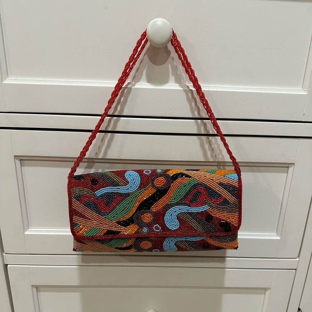 Inge Christopher Vintage Colorful Beaded Evening Bag